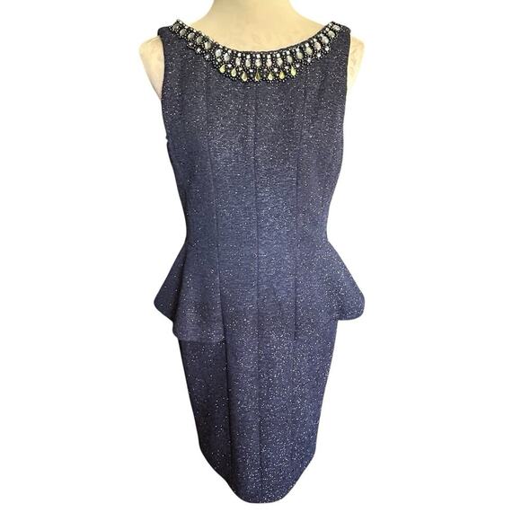 Eliza J Dresses & Skirts - Eliza J. Women’s Sleeveless Sheath Black Dress Silver Glitter Embellished Sz. 8